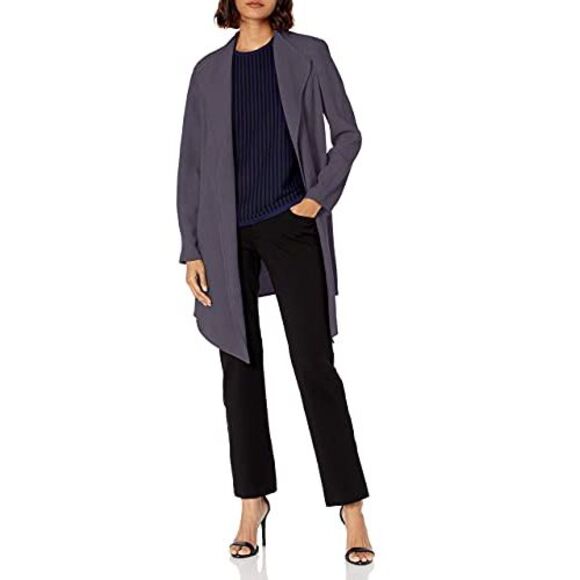 Anne Klein womens Drape Front Long Jacket Blazer, Nantucket Grey, Small US - Picture 1 of 1